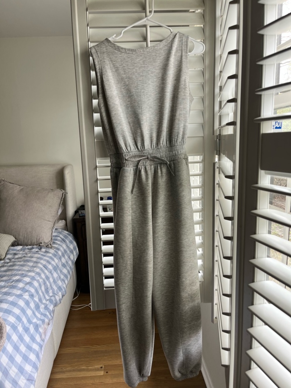 YPB Abercrombie Gray Sleeveless Jumpsuit with Drawstring Waiste